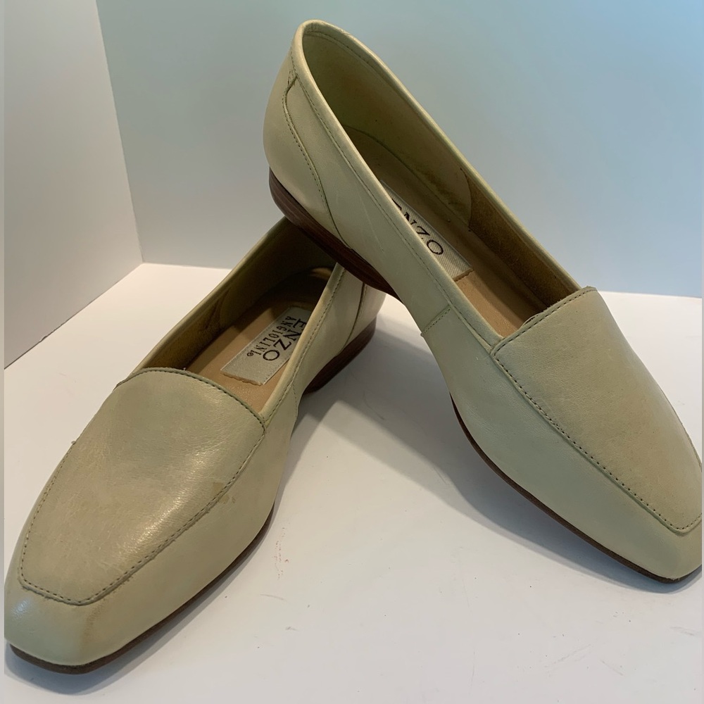 Enzo Angiolini Beige Liberty Leather Flat Loafer Size 6